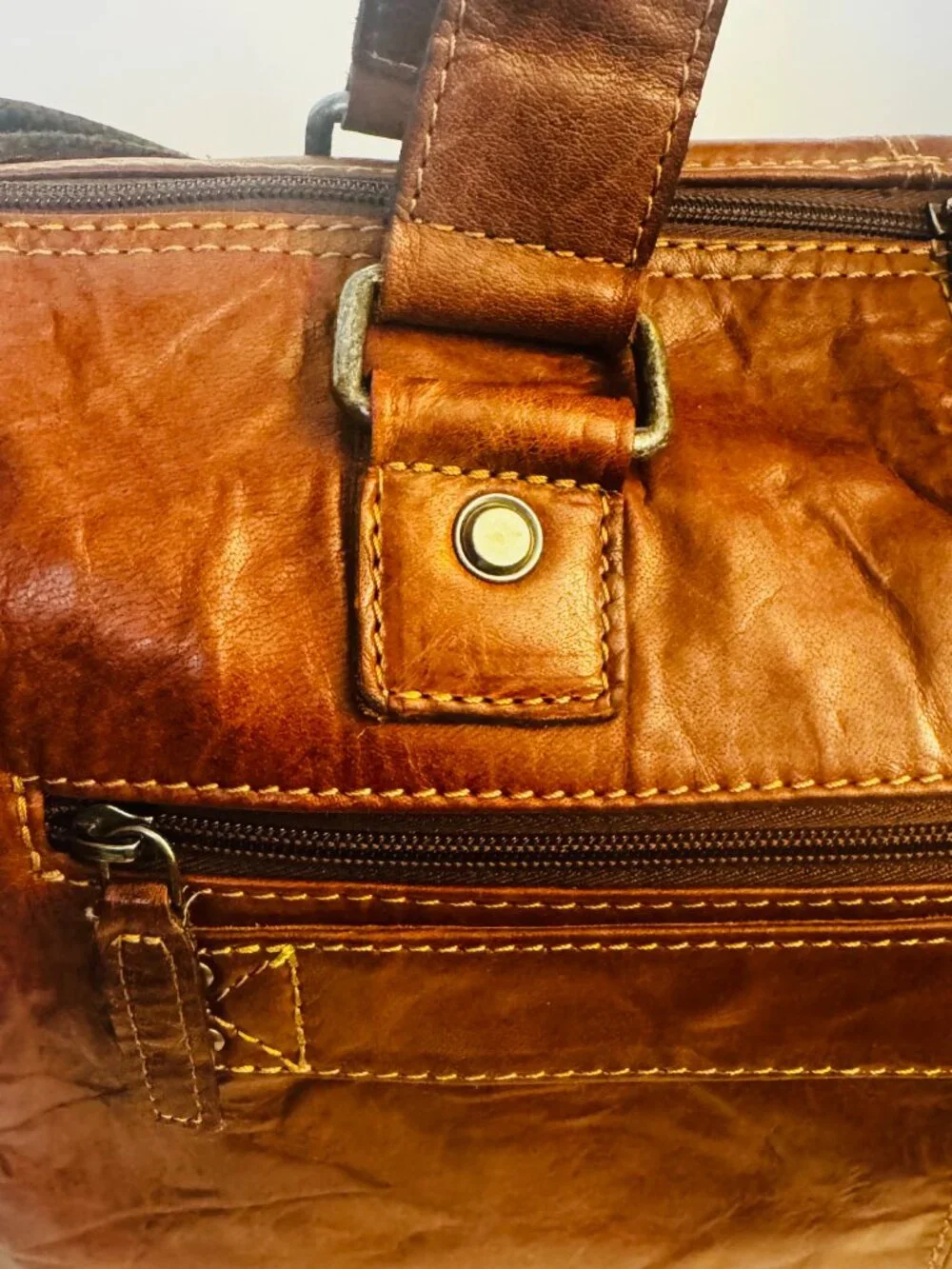 Vtg Jack Georges Large Distressed Brown Leather Messenger Bag Laptop Satchel Mag